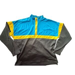 Pearl Izumi Cycling Jersey Mens LG Blue Yellow Black Fall 1998 1/4 Zip Racing